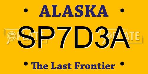 SP7D3A Alaska License Plate