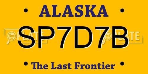 SP7D7B Alaska License Plate