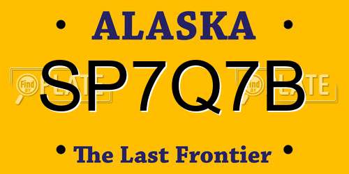 SP7Q7B Alaska License Plate