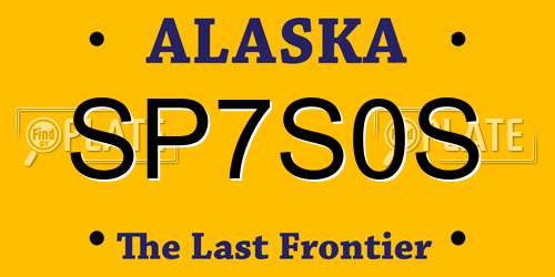 SP7S0S Alaska License Plate