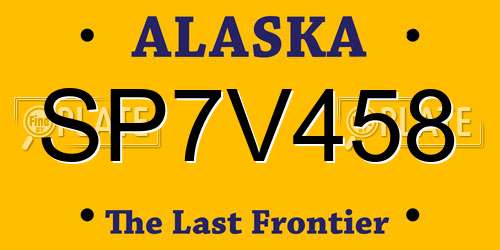 SP7V458 Alaska License Plate