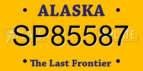 SP85587 Alaska License Plate