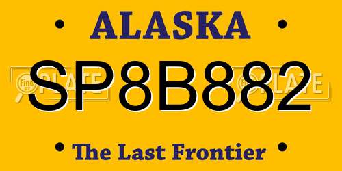 SP8B882 Alaska License Plate