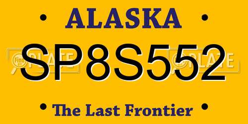 SP8S552 Alaska License Plate