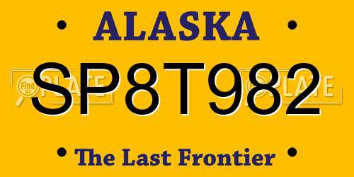 SP8T982 Alaska License Plate