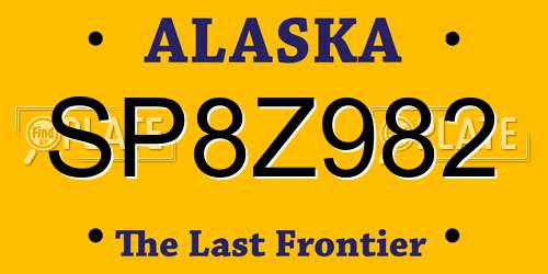SP8Z982 Alaska License Plate