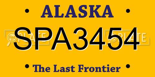 SPA3454 Alaska License Plate