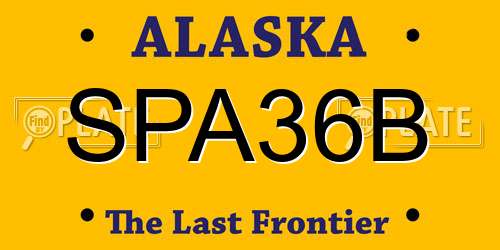SPA36B Alaska License Plate