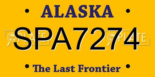 SPA7274 Alaska License Plate