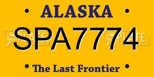 SPA7774 Alaska License Plate