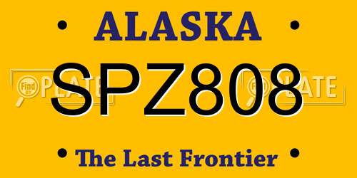 SPZ808 Alaska License Plate