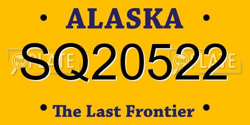 SQ20522 Alaska License Plate