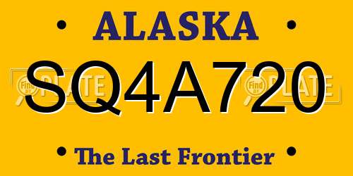 SQ4A720 Alaska License Plate
