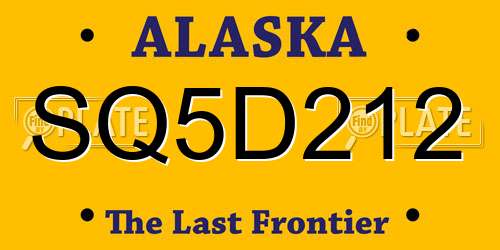 SQ5D212 Alaska License Plate