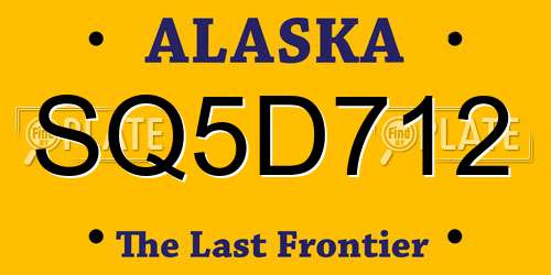 SQ5D712 Alaska License Plate