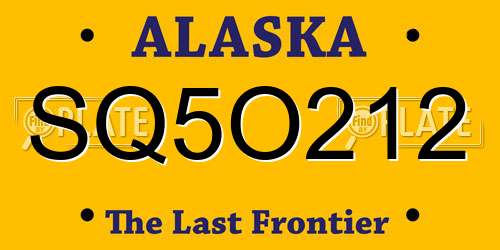 SQ5O212 Alaska License Plate