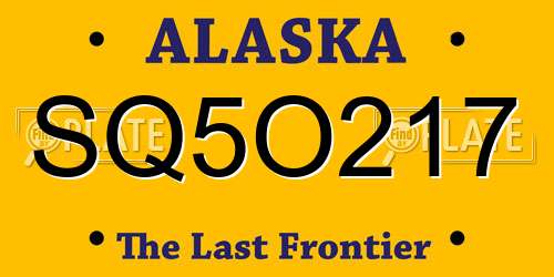SQ5O217 Alaska License Plate