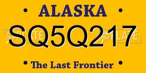 SQ5Q217 Alaska License Plate