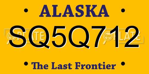 SQ5Q712 Alaska License Plate
