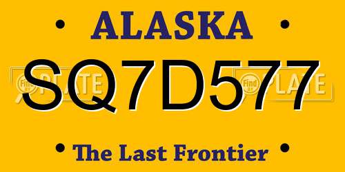 SQ7D577 Alaska License Plate