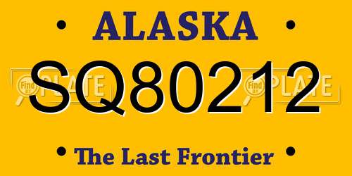 SQ80212 Alaska License Plate