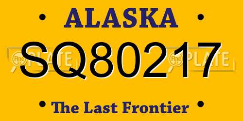 SQ80217 Alaska License Plate
