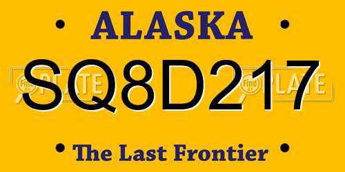 SQ8D217 Alaska License Plate