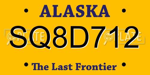 SQ8D712 Alaska License Plate