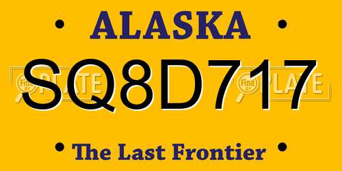 SQ8D717 Alaska License Plate