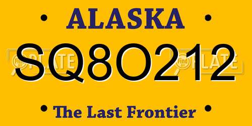 SQ8O212 Alaska License Plate