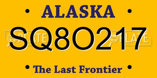 SQ8O217 Alaska License Plate