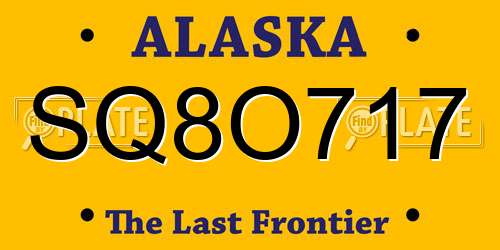 SQ8O717 Alaska License Plate
