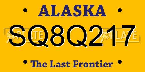SQ8Q217 Alaska License Plate