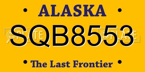 SQB8553 Alaska License Plate