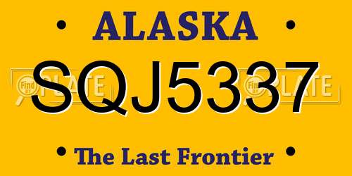 SQJ5337 Alaska License Plate