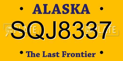 SQJ8337 Alaska License Plate