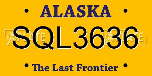 SQL3636 Alaska License Plate