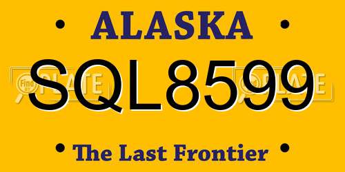 SQL8599 Alaska License Plate