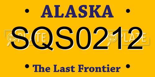 SQS0212 Alaska License Plate