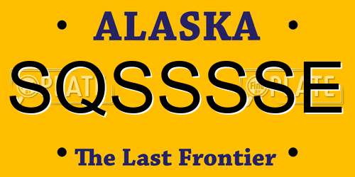 SQSSSSE Alaska License Plate