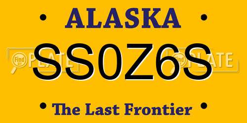 SS0Z6S Alaska License Plate