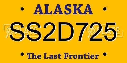 SS2D725 Alaska License Plate