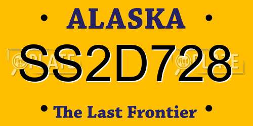 SS2D728 Alaska License Plate