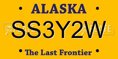 SS3Y2W Alaska License Plate