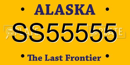 SS55555 Alaska License Plate