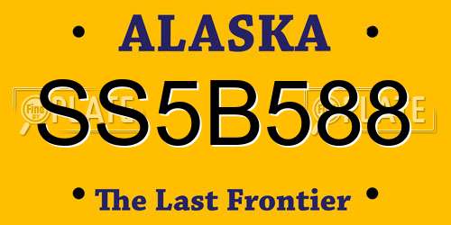 SS5B588 Alaska License Plate