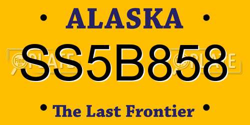 SS5B858 Alaska License Plate