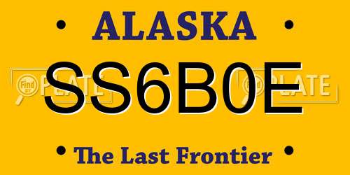 SS6B0E Alaska License Plate