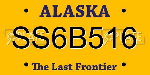 SS6B516 Alaska License Plate
