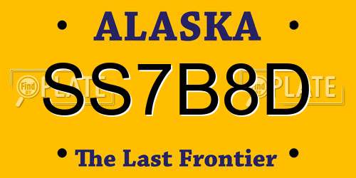 SS7B8D Alaska License Plate